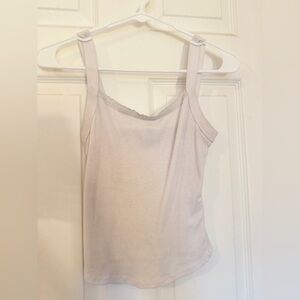 White tank top with lace on neck